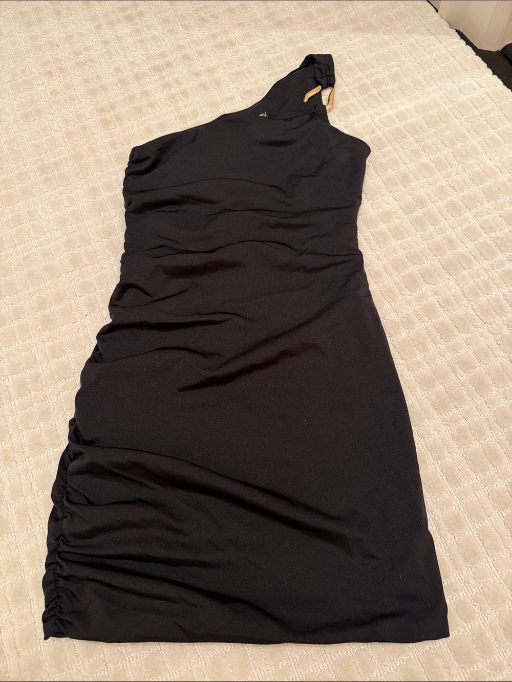 KatieJ One Shoulder Ruched Black Dress Junior Medium